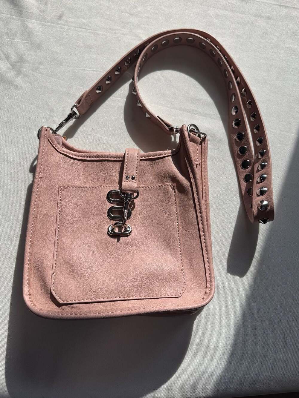 Steve Madden Blush Pink Studded Strap Crossbody Shoulder Bag Y2K Coquette